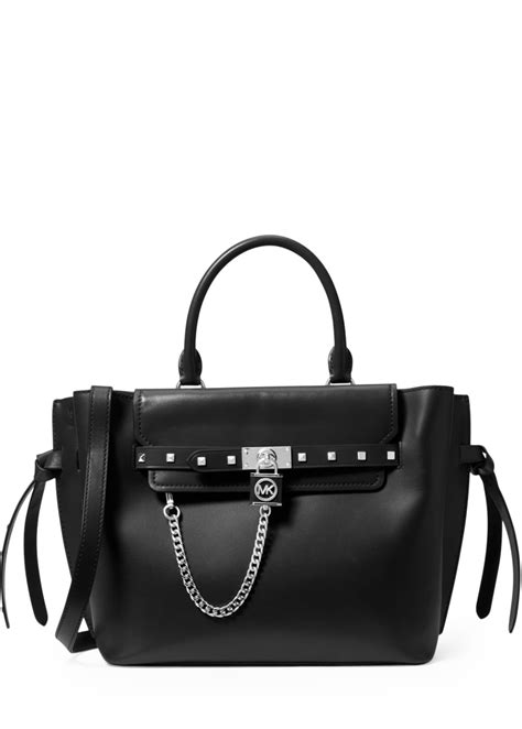 black studded michael kors hamilton|Hamilton Large Studded Leather Belted Satchel .